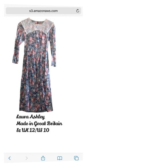 1980s Laura Ashley Great Britain Cottagecore Prairie Dress Lace Collar US10/UK12 - Picture 2 of 10